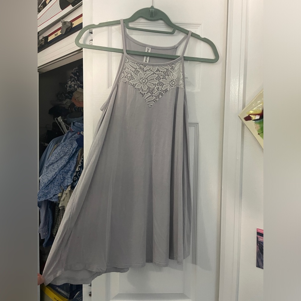 Women's Zenana Signature Medium Grey Long Flow Tank